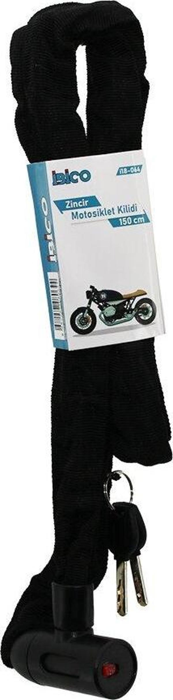 ZİNCİRLİ ANAHTARLI  MOTOR - BİSİKLET KİLİT BEZ KILIFLI AÇ-KAPA KİLİT KAPAK 150CM (2818) - Image 1