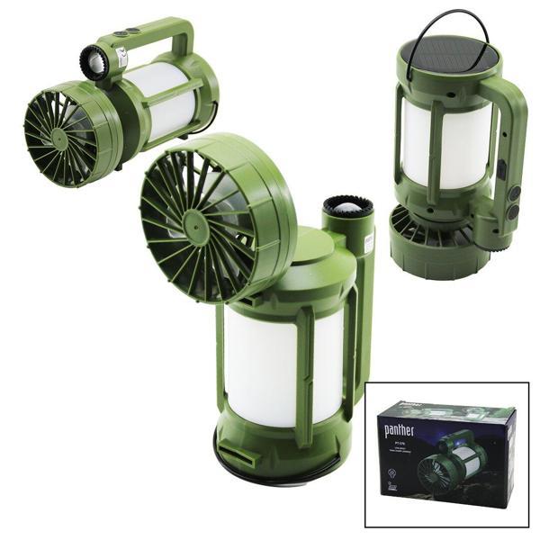 3İN1=FAN - 2-FENER SOLAR - USB ŞARJ VANTİLATÖR - KAMP LAMBA FENER:10W+5WFAN=90 DERECE OYNAR BAŞ- TEK KADEME PT-576 (2818 - Image 1