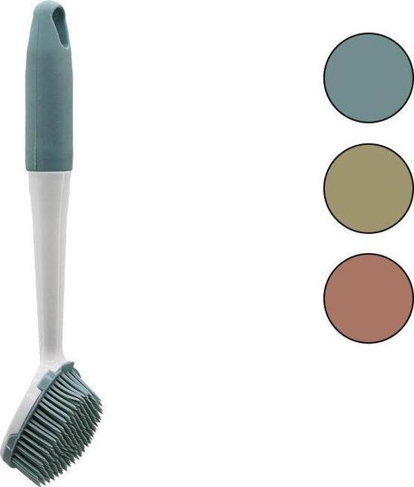 RENKLİ SİLİKON ÇOK AMAÇLI TEMİZLİK FIRÇASI PLASTİK SAPLI=SİLİKON KILIFLI 26.5CM (2818) - Image 1