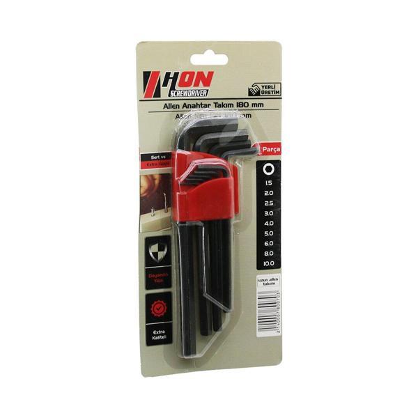 9PCS SİYAH UZUN - DÜZ 180MM ALYAN ALLEN ANAHTAR TAKIMI BRKT-800703 (2818) - Image 1