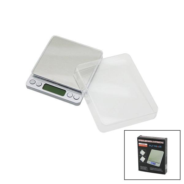 3000GR/0.01GR MİNİ=10.5X13CM HASSAS TARTI - TERAZİ ŞEFFAF PLS.KAPAKLI - PİLLİ= 2PCS İNCE (2818) - Image 1