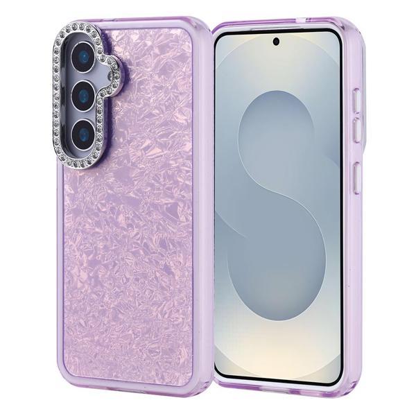 Samsung Galaxy S24 Uyumlu Kamera Çıkıntılı Taşlı Kırık Cam Tasarımlı Arka Kapak - Image 1