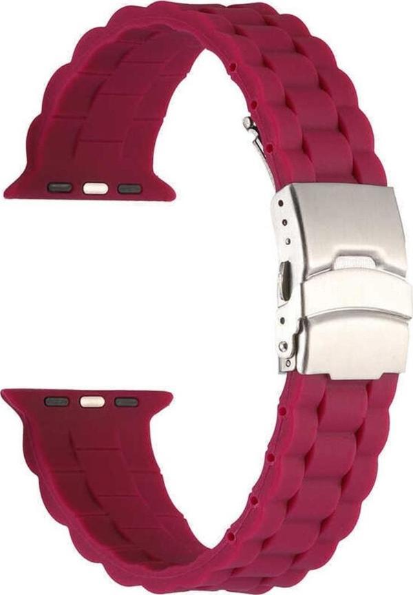 Coverzone Apple Watch 4 Ile Uyumlu Kordon 38-40mm Metal Toka Delikli Ayarlanabilir Panoply Silikon Kayış - Image 1