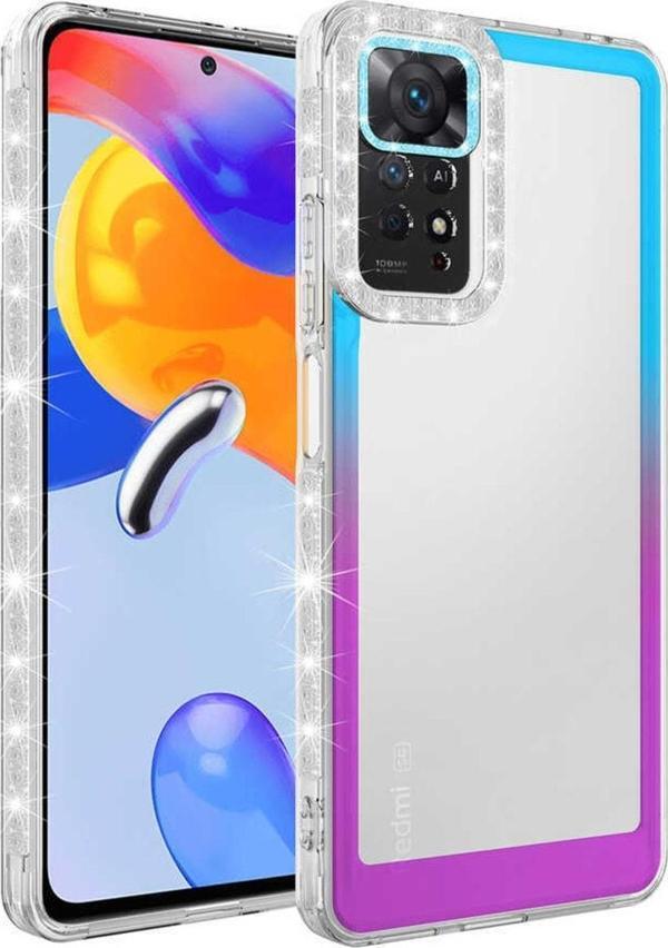 Coverzone Xiaomi Redmi Note 11 Ile Uyumlu Kılıf Taşlı Ve Renk Geçiş Tasarımlı Lens Korumalı Park Kapak - Image 1