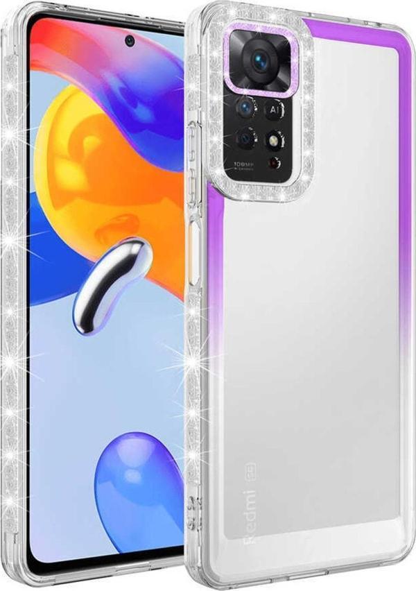 Coverzone Xiaomi Redmi Note 11 Ile Uyumlu Kılıf Taşlı Ve Renk Geçiş Tasarımlı Lens Korumalı Park Kapak - Image 1