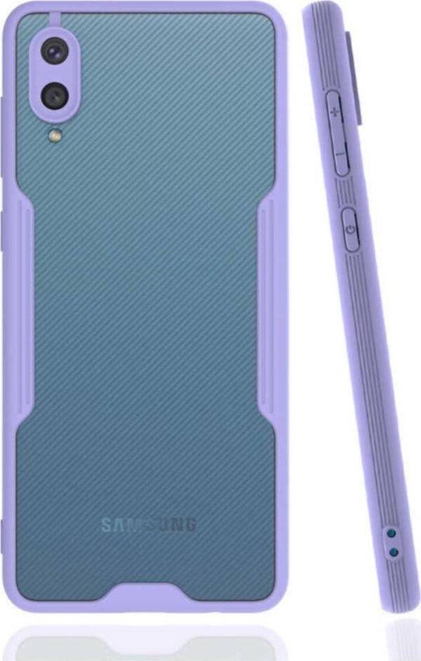 Coverzone Galaxy A02 Renkli Kenar Perfe Tpu Silikon Kılıf Mor - Image 1