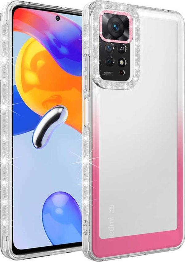 Coverzone Xiaomi Redmi Note 11 Ile Uyumlu Kılıf Taşlı Ve Renk Geçiş Tasarımlı Lens Korumalı Park Kapak - Image 1