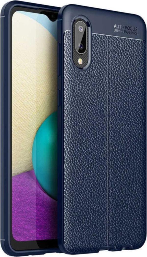 Coverzone Galaxy A02 Uyumlu Kılıf Niss Silikon Deri Görünümlü Lacivert - Image 1