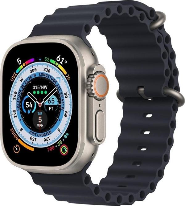 Coverzone Apple Watch 4 Ile Uyumlu Okyanus Quintessential 38-40mm Kabartmalı Metal Tokalı Kordon Mindnight - Image 1