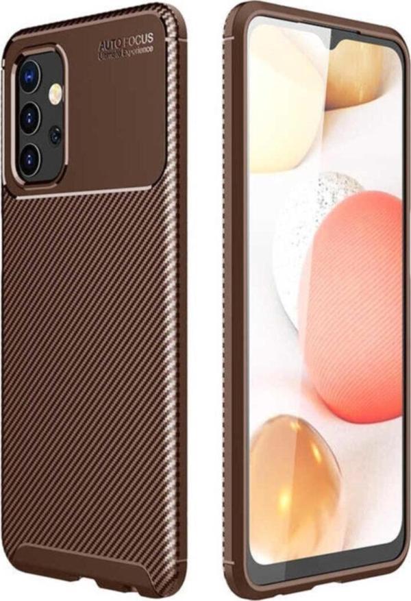 Coverzone Galaxy A02s Kılıf Karbon Delüx Tpu Silikon Kahverengi - Image 1