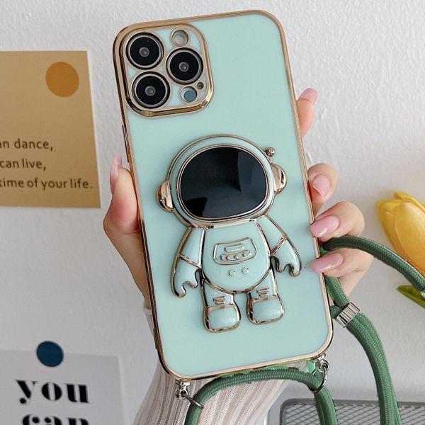 Coverzone Xiaomi Mi 12T ile Uyumlu Ipli Boyun Askılı Astronot Figürlü Silikon Kılıf Pastel Renkli Kılıf - Image 1