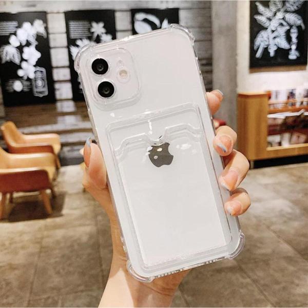 Coverzone Galaxy A02s Kılıf Kart Gözlü Antishock Köşeli Kamera Korumalı Cardcase Silikon Antrasit Şeffaf - Image 1