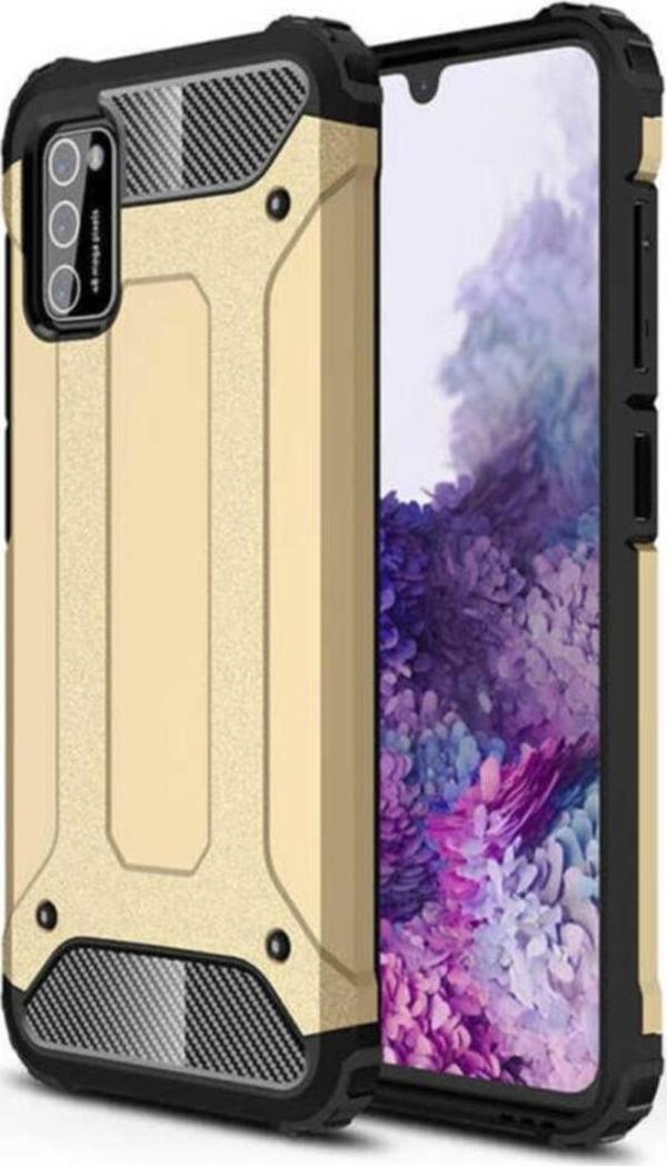 Coverzone Galaxy A02s Kılıf Shockproof Slikon Zırh Gold - Image 1