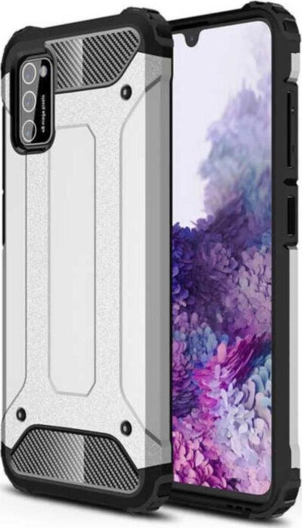 Coverzone Galaxy A02s Kılıf Shockproof Slikon Zırh Gri - Image 1