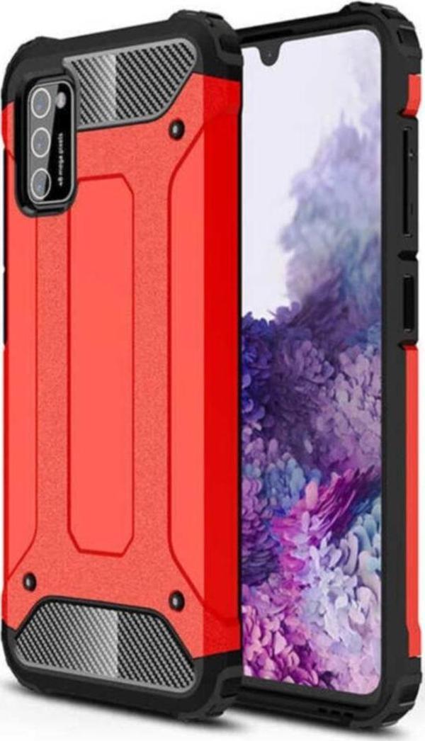 Coverzone Galaxy A02s Kılıf Shockproof Slikon Zırh Kırmızı - Image 1