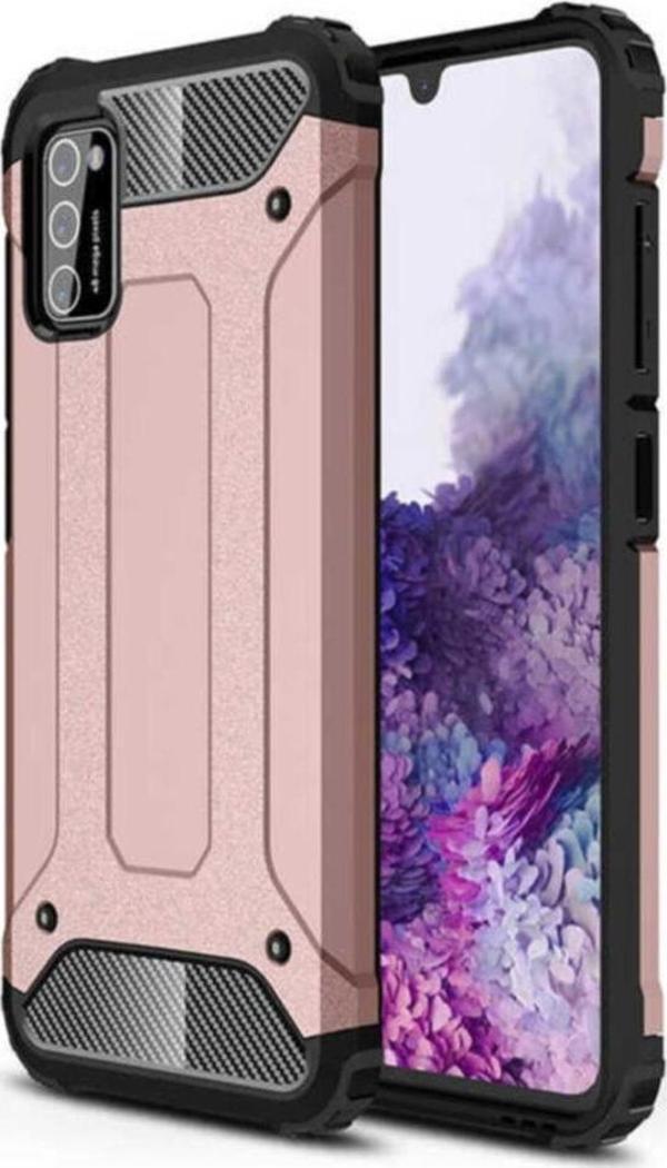 Coverzone Galaxy A02s Kılıf Shockproof Slikon Zırh Rosegold - Image 1