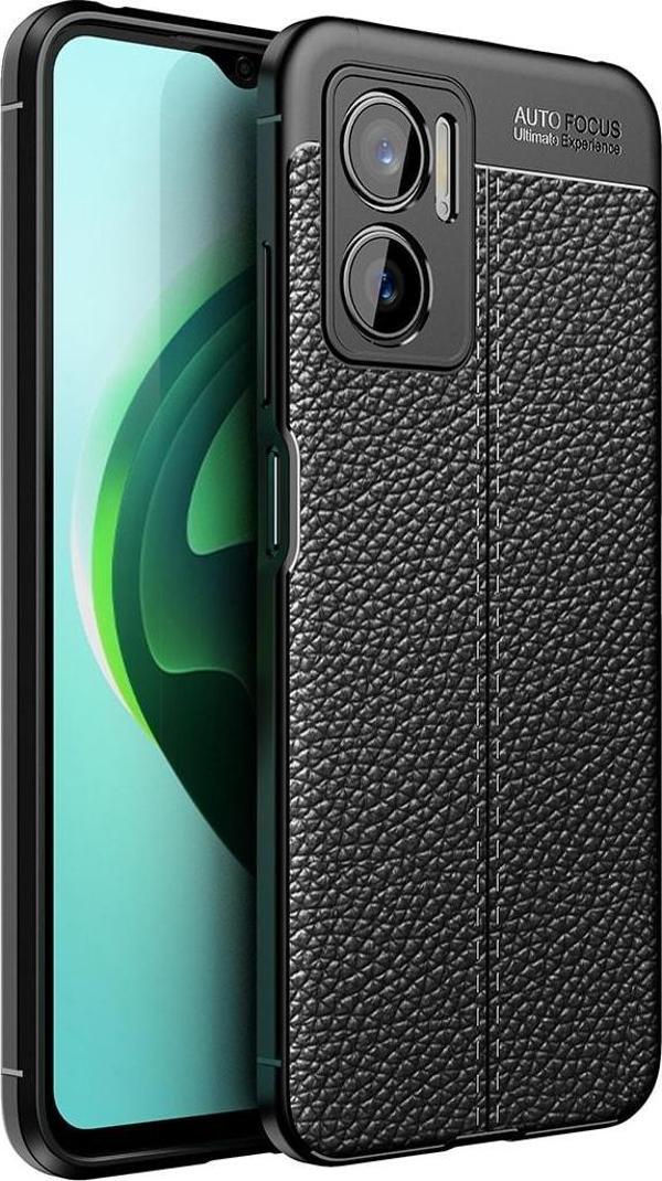 Coverzone Xiaomi Redmi Note 11e Ile Uyumlu Silikon Kılıf Niss Silikon Deri Görünümlü Ultra Slim Fit Kılıf Siyh - Image 1