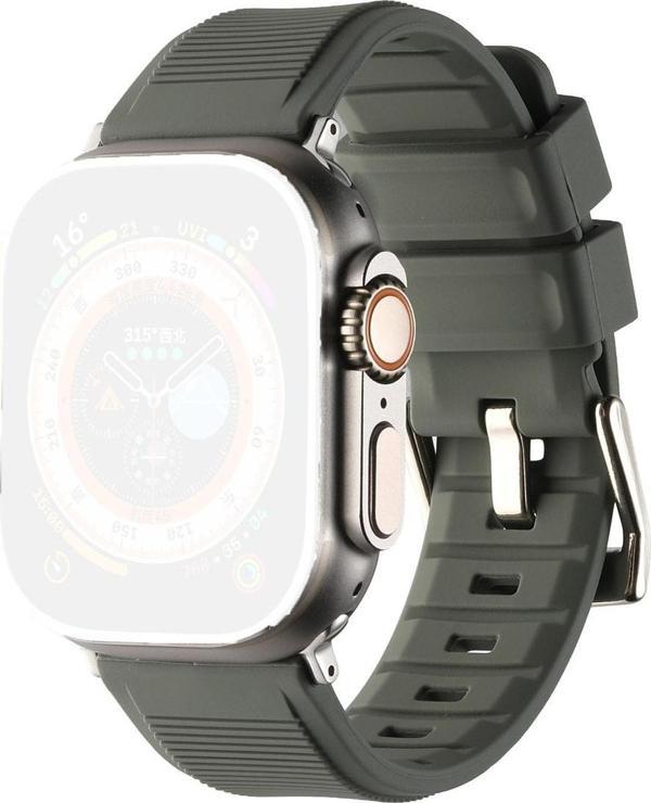 Coverzone Apple Watch Ile Uyumlu 42mm Kordon Kauçuk Spor Esnek Kayış Metal Tokalı Glamour Kordon Dark Gray - Image 1
