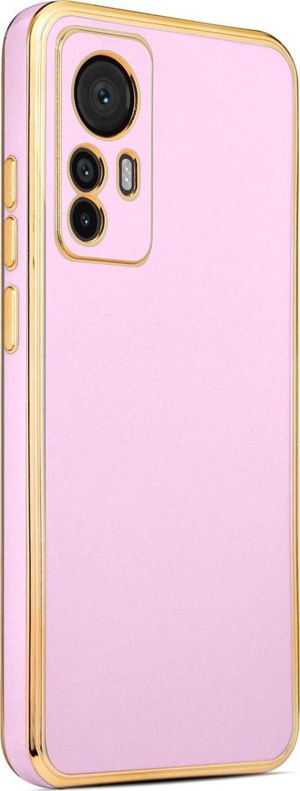 Coverzone Xiaomi Mi 12t Pro Ile Uyumlu Kılıf Gold Kenar Pastel Renkli Halcyon Z-bark Kapak Lila - Image 1