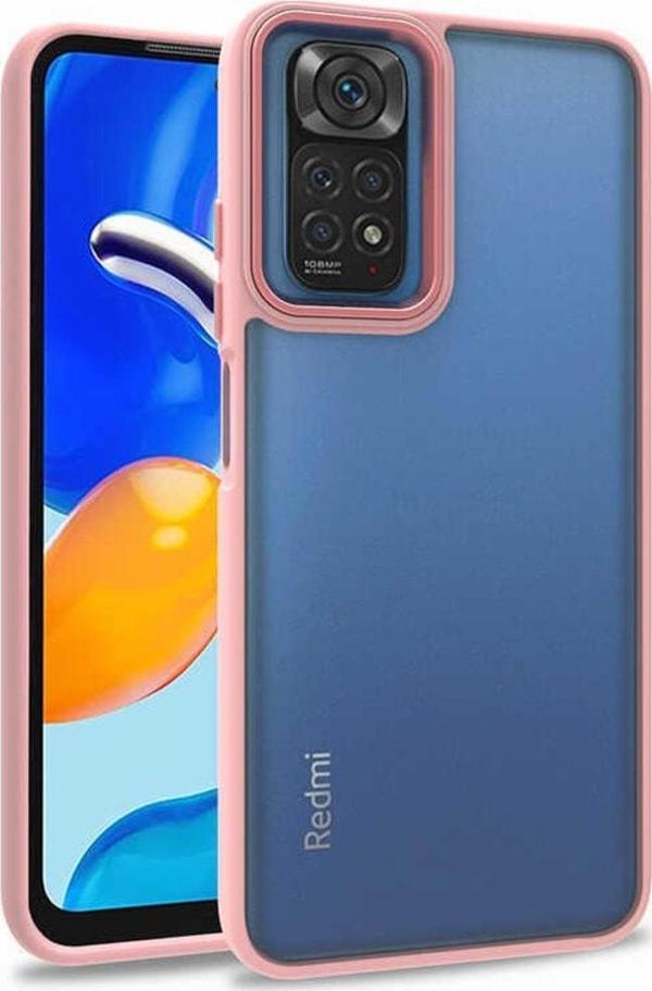 Coverzone Xiaomi Redmi Note 11s Ile Uyumlu Kılıf Kontrast Renk Tasarımlı Cynosure Kapak Rosegold - Image 1