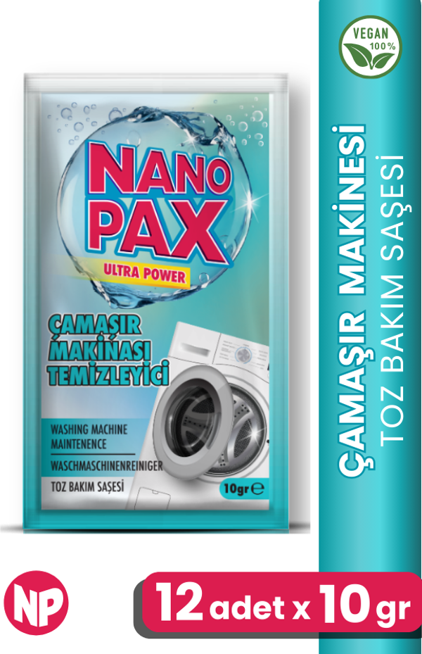 ÇAMAŞIR MAKİNESİ TEMİZLEYİCİ TOZ BAKIM SAŞESİ (12 adet X 10gr) - Image 1