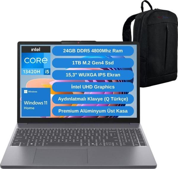 Lenovo Ip Slim 3 14Irh10 Intel Core İ5 13420H 24Gb 1Tb Ssd 15.3" W11 Laptop - Webzone Çanta Wz3 - Image 1