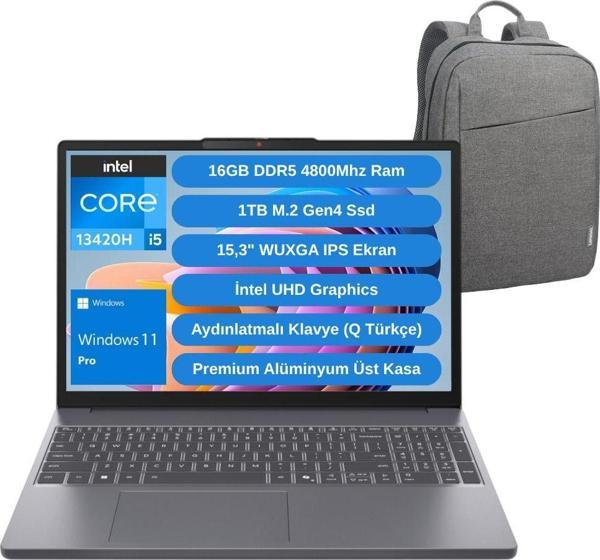 Lenovo Ip Slim 3 14Irh10 Intel Core İ5 13420H 16Gb 1Tb Ssd 15.3" W11P Laptop - Lenovo Çanta Wz6 - Image 1