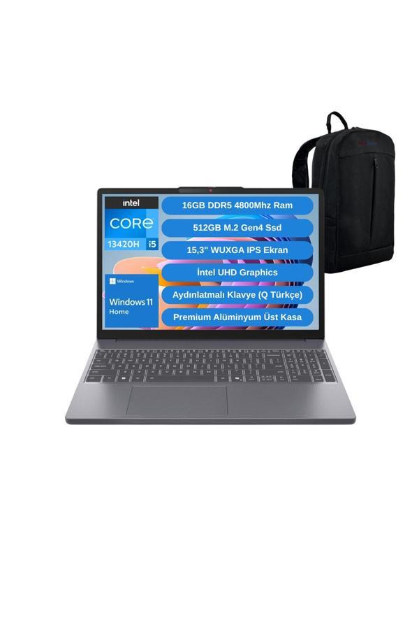 Lenovo Ip Slim 3 14Irh10 Intel Core İ5 13420H 16Gb 512Gb Ssd 15.3" W11 Laptop - Webzone Çanta Wz1 - Image 1