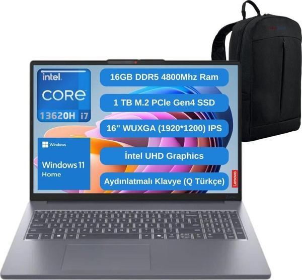 Lenovo Ip Slim 3 16Irh10 İ7 13620H 16Gb 1Tb Ssd 16" Fhd W11 Laptop 83K2001Vtr - Webzone Çanta Wz1 - Image 1