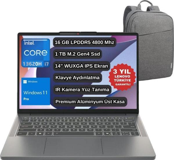 Lenovo Ip Slim 3 14Irh10Wz2 Core İ7 13620H 16Gb 1Tb Ssd 14" Wuxga W11P Notebook- Lenovo Çanta - Image 1
