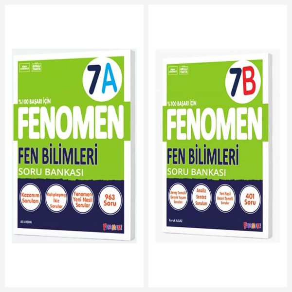 7. Sınıf Fenomen Fen Bilimleri A + B Soru Bankası Seti 2 Kitap Fenomen Yayınları - Bi bigelio - Image 1