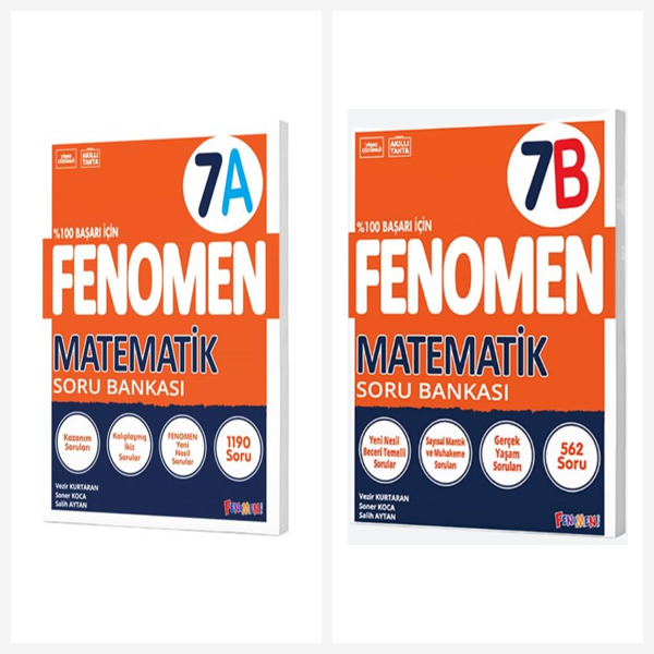 7. Sınıf Fenomen Matematik A + B Soru Bankası Seti 2 Kitap Fenomen Yayınları - Bi bigelio - Image 1