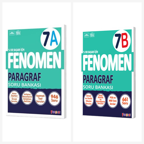 7. Sınıf Fenomen Paragraf A + B Soru Bankası Seti 2 Kitap Fenomen Yayınları - Bi bigelio - Image 1