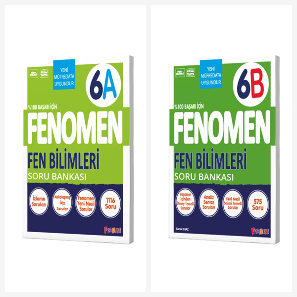 Fenomen 6. Sınıf Fen Bilimleri A + B Soru Bankası Seti 2 Kitap Fenomen Yayınları - Bi bigelio - Image 1