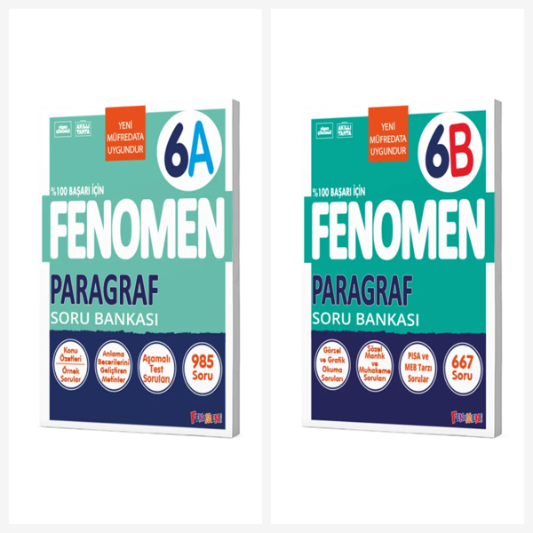 Fenomen 6. Sınıf Paragraf A + B Soru Bankası Seti 2 Kitap Fenomen Yayınları - Bi bigelio - Image 1