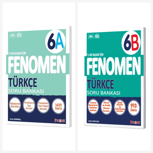 Fenomen 6. Sınıf Türkçe A + B Soru Bankası Seti 2 Kitap Fenomen Yayınları - Bi bigelio - Image 1