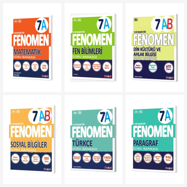 Fenomen 7. Sınıf Tüm Dersler A Soru Bankası Seti 6 Kitap Fenomen Yayınları - Bi bigelio - Image 1
