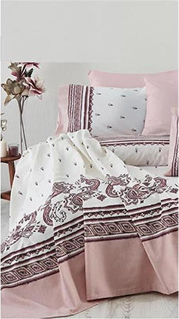 COTTON LİFE ÇİFT KİŞİLİK NEVRESİM TAKIMI PAİSLEY PEMBE - Image 1