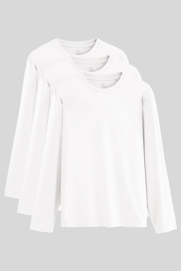 Standart Fit Basic O Yaka  3lü Paket Beyaz Erkek T-Shirt  87997 - Image 1