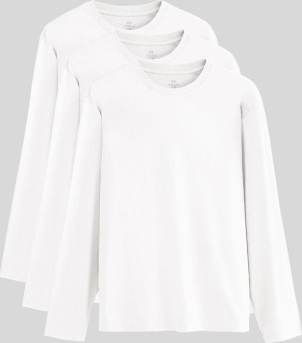 Standart Fit Basic O Yaka  3lü Paket Beyaz Erkek T-Shirt  87997 - Image 1