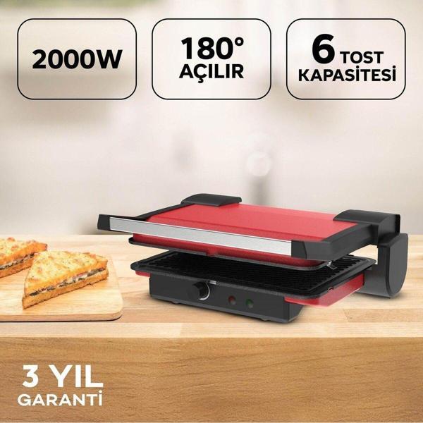 King Arte Plus K469 Tost Makinesi-Kırmızı - Image 1