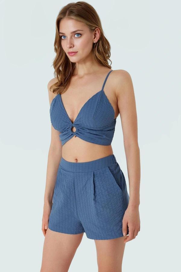 Yazlık Pamuklu Oversize Bluz Şort Takım Rahat Plaj Kombinleri İçin Zarifane Tasarım Yüksek Kalite - Image 1