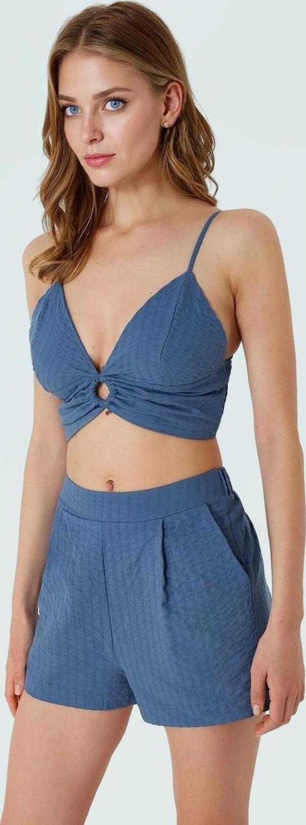 Yazlık Pamuklu Oversize Bluz Şort Takım Rahat Plaj Kombinleri İçin Zarifane Tasarım Yüksek Kalite - Image 1
