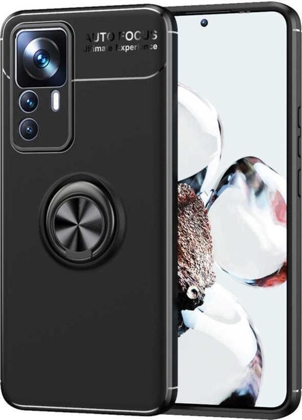 Coverzone Xiaomi Mi 12t Pro Ile Uyumlu Kılıf Yüzük Tutuculu Mıktanıslı,standlı Novel Silikon Siyah - Image 1