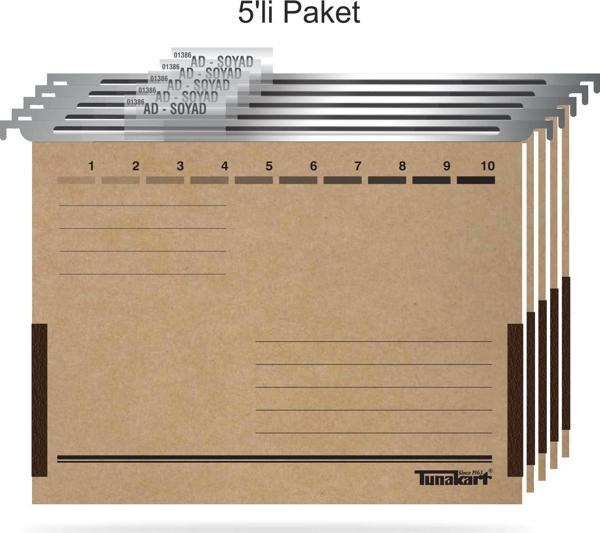 Tunakart ASD2005 Metal Askılı yan bezli körüklü dosya 5 li Paket - Image 1