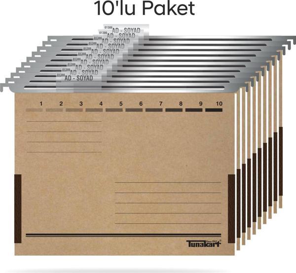 Tunakart ASD2005 Metal Askılı yan bezli körüklü dosya 10 lu Paket - Image 1
