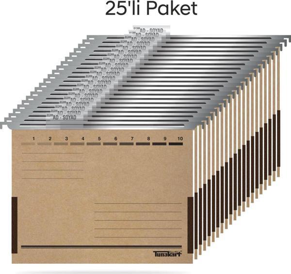 Tunakart ASD2005 Metal Askılı yan bezli körüklü dosya 25 li Paket - Image 1