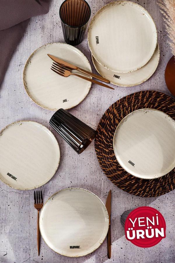 Keramika Deep Collection Mottolu Pasta Tabağı 22 cm 6 Adet 22650-55 - Image 1