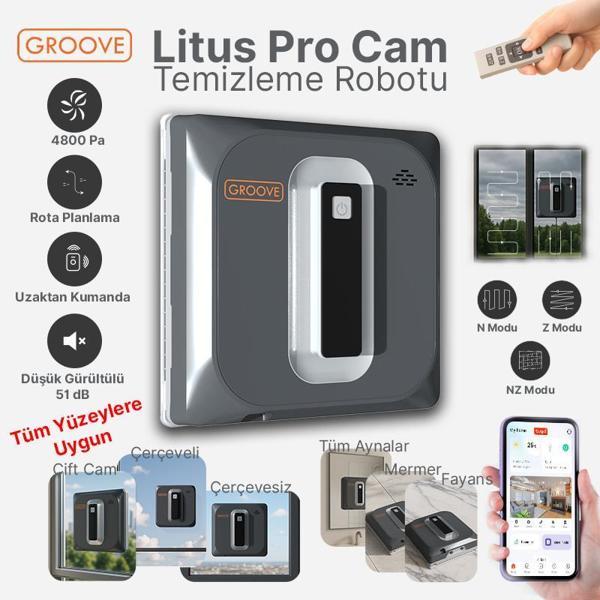 Groove Litus Pro Akıllı Uygulama Kontrollü Cam Temizleme Silme Robotu +Yapay Zeka Desteği+Ultra Sessiz+Akıllı Sensör - Image 1
