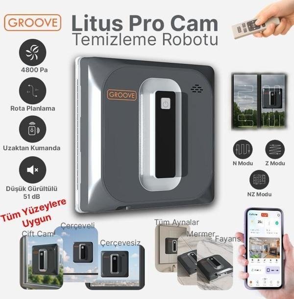 Groove Litus Pro Akıllı Uygulama Kontrollü Cam Temizleme Silme Robotu +Yapay Zeka Desteği+Ultra Sessiz+Akıllı Sensör - Image 1